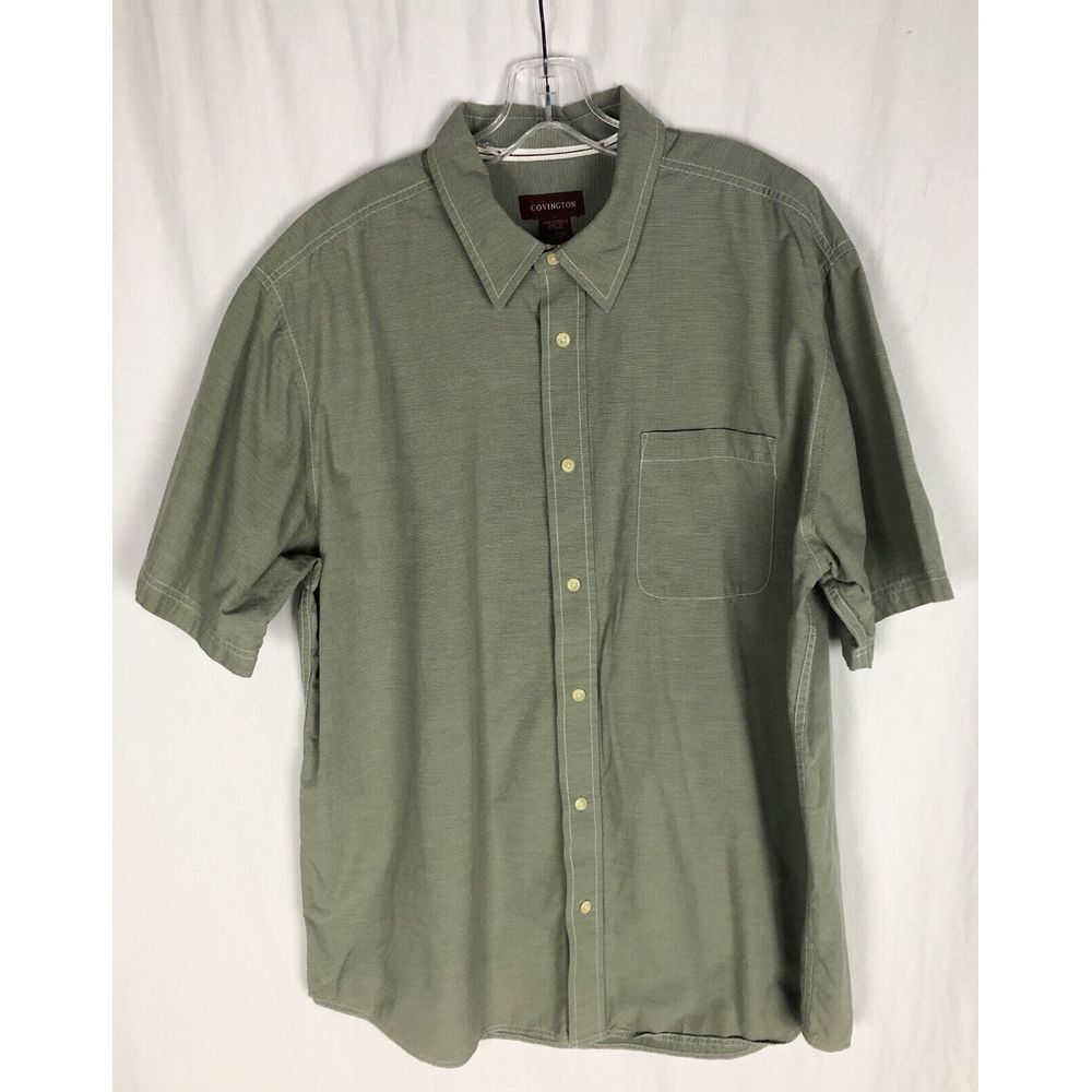Covington Men's Button- Front Short‎ Sleeve Shirt size XL,  green,  cotton